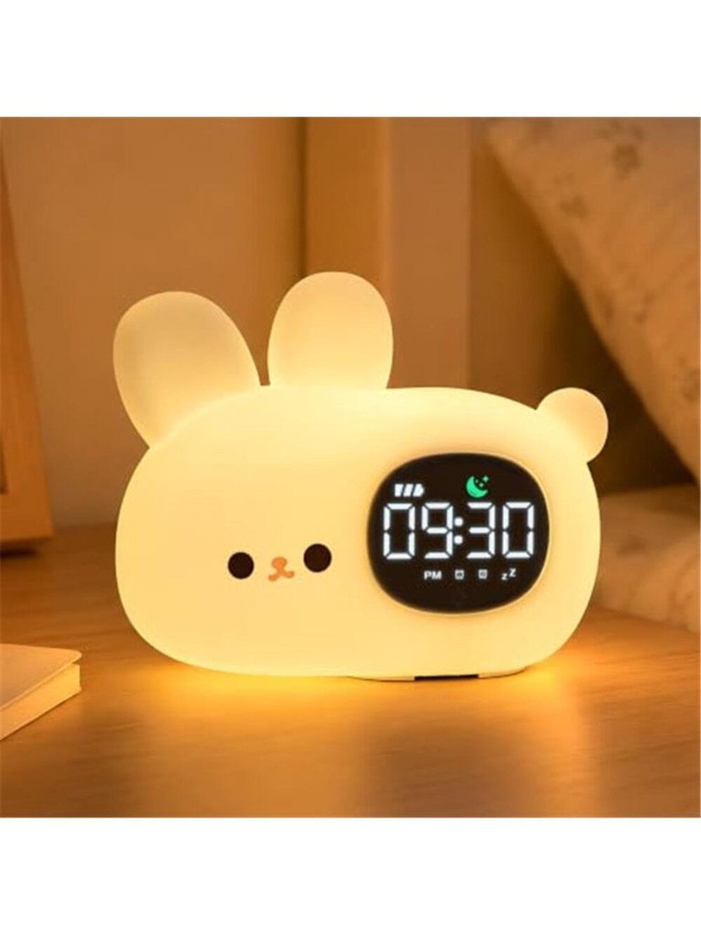 Kids Alarm Clock Bunny Sleep Trainer Night Light White Noise Sound Machine Digit